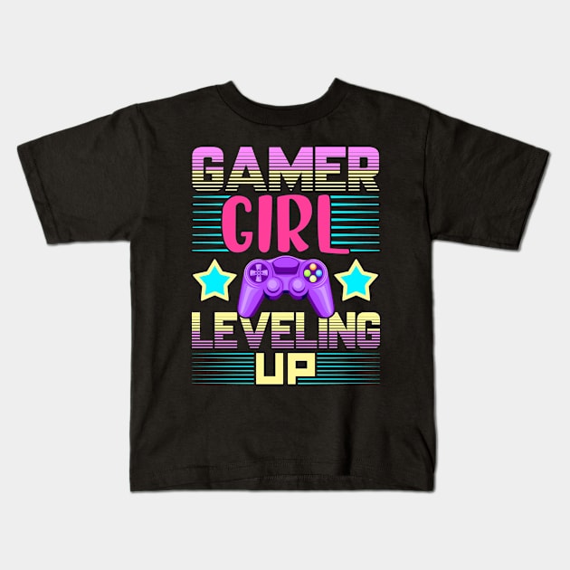 Funny Gamer Girl Leveling Up Birthday Video Game Gaming Kids T-Shirt by TheBeardComic